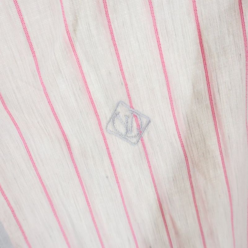 Louis Vuitton LV Logo Embroidery Striped All Over Long Sleeve Shirt Pink