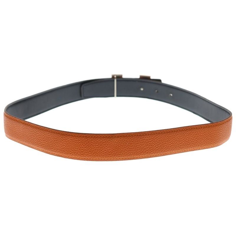 Hermes Constance Belt Orange Guilloche Silver