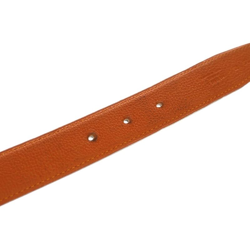 Hermes Constance Belt Orange Guilloche Silver