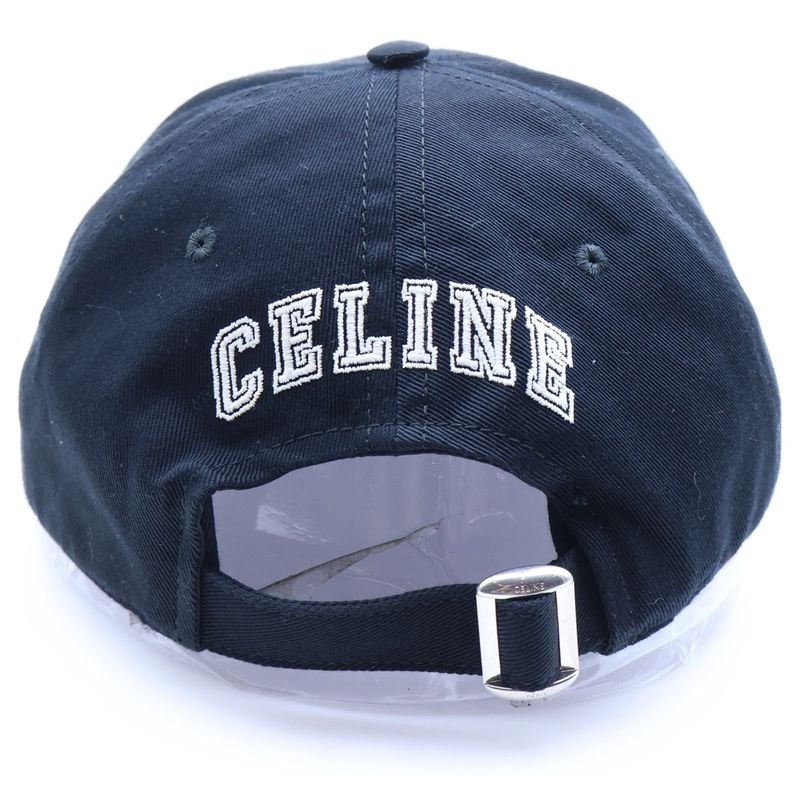 Celine Logo Embroidery 6 Panel Baseball Cap Hat Black