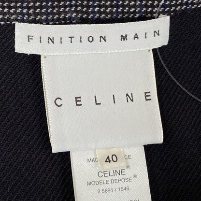 Celine Jacket 40 M Dark Brown Ivory Blue Long Sleeve Dark