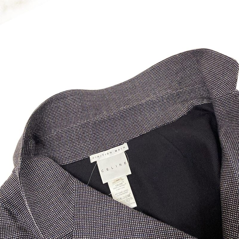 Celine Jacket 40 M Dark Brown Ivory Blue Long Sleeve Dark