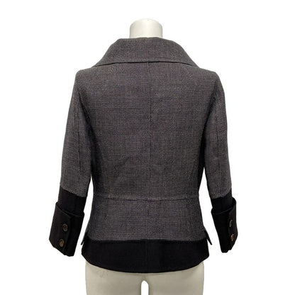 Celine Jacket 40 M Dark Brown Ivory Blue Long Sleeve Dark