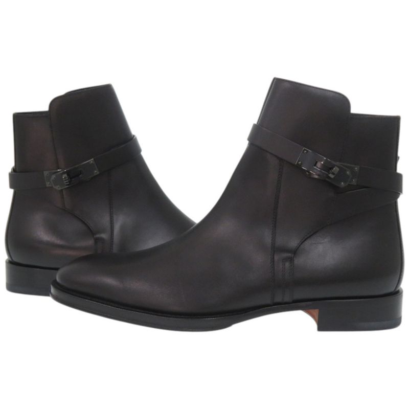 Hermes Leather Sole Kelly Boots Fortune Black Brown