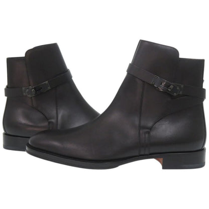 Hermes Leather Sole Kelly Boots Fortune Black Brown