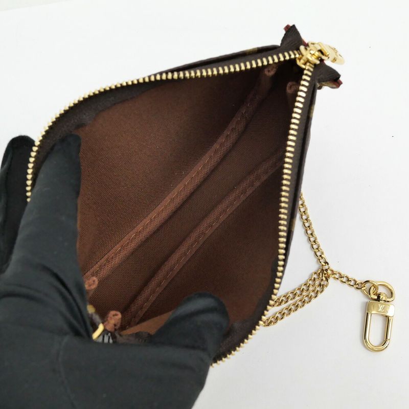 Louis Vuitton Mini Pochette Monogram Brown Leather Pouch