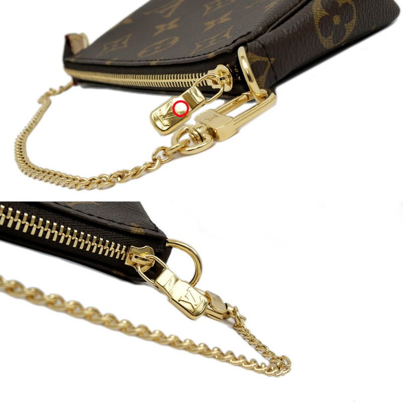 Louis Vuitton Mini Pochette Monogram Brown Leather Pouch