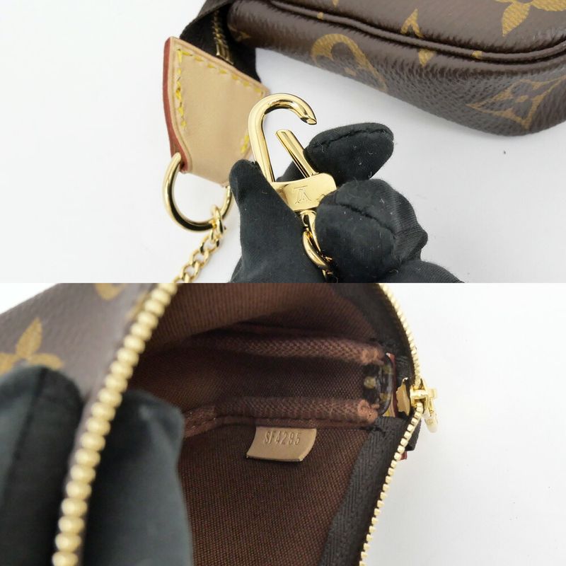 Louis Vuitton Mini Pochette Monogram Brown Leather Pouch