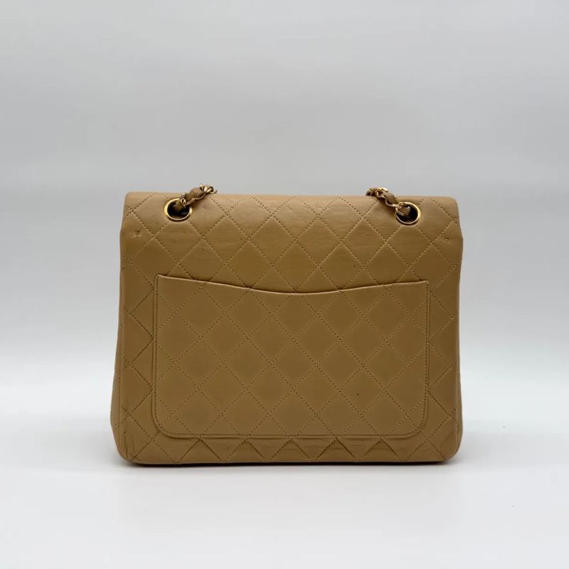 Chanel Shoulder Bag Lambskin Quilted CC Logo Turnlock Double Flap Gold Chain