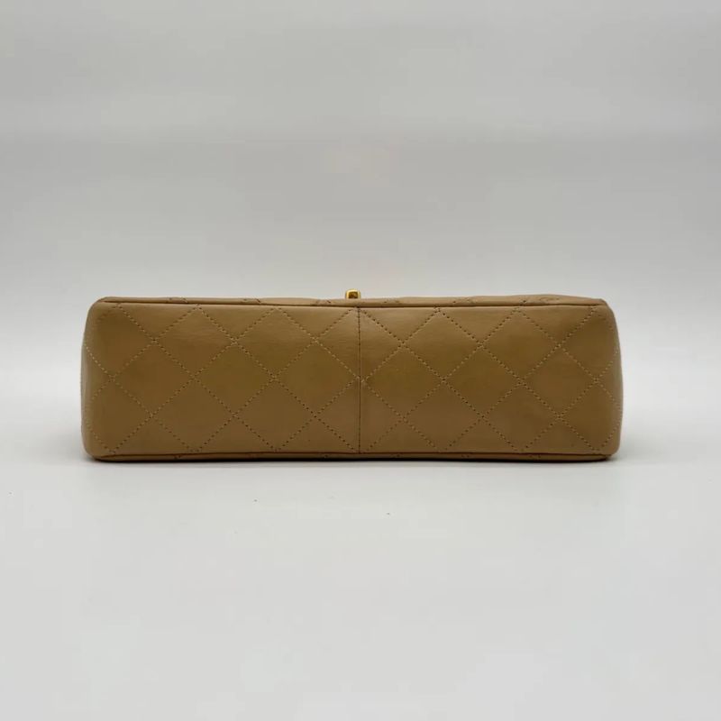 Chanel Shoulder Bag Lambskin Quilted CC Logo Turnlock Double Flap Gold Chain