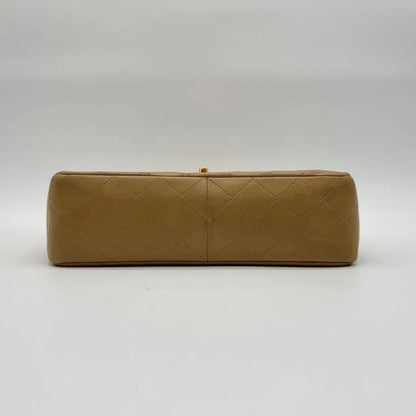 Chanel Shoulder Bag Lambskin Quilted CC Logo Turnlock Double Flap Gold Chain