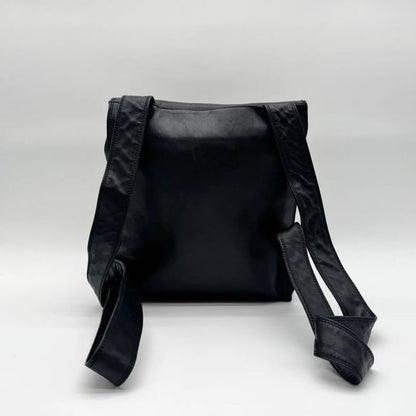 Chanel Backpack Big CC Logo Lambskin Leather Black with Seal