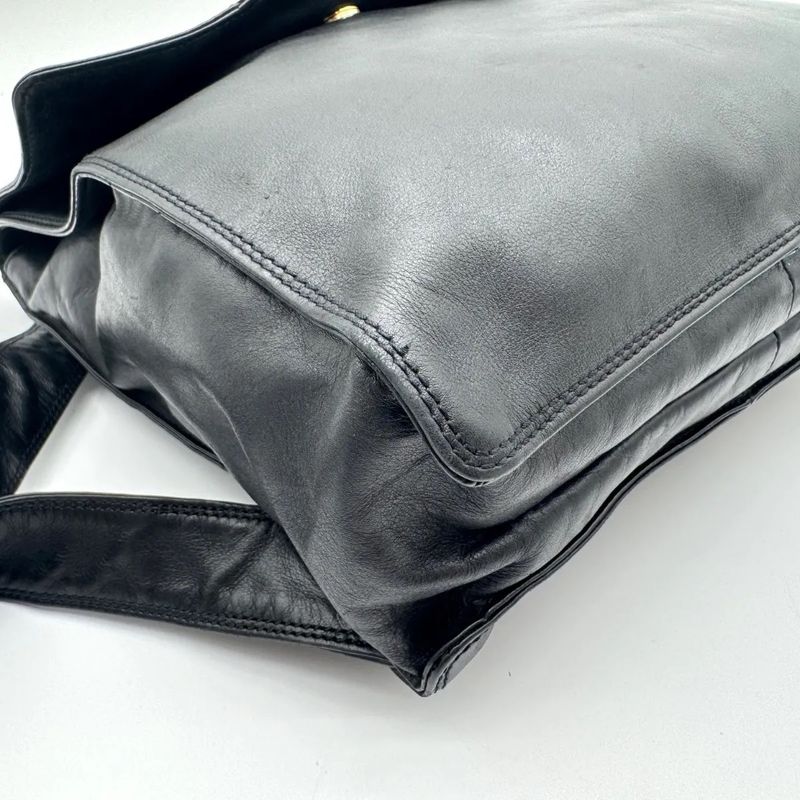 Chanel Backpack Big CC Logo Lambskin Leather Black with Seal