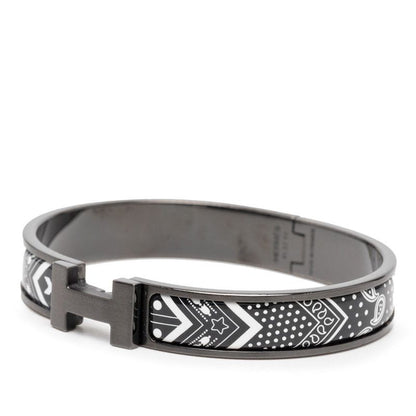 Hermes Click HH Bandana Black White Metal