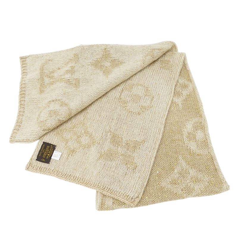 Louis Vuitton Scarf Shawl Mohair Echarpe Monogram Glitter