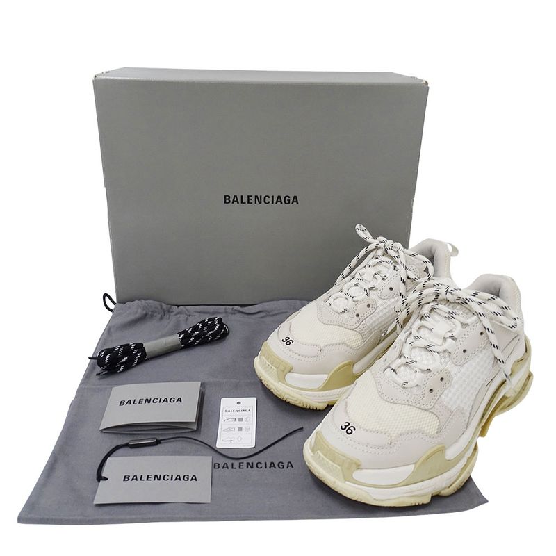 Balenciaga Sneakers Nylon Triple S White Beige 36