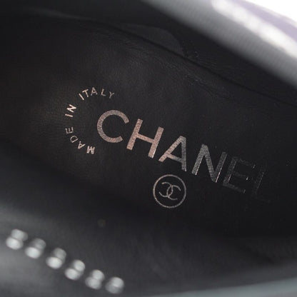 Chanel Camellia Cap Lambskin Grosgrain Logo Print CC Embroidery Boot Gray Black