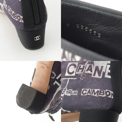 Chanel Camellia Cap Lambskin Grosgrain Logo Print CC Embroidery Boot Gray Black