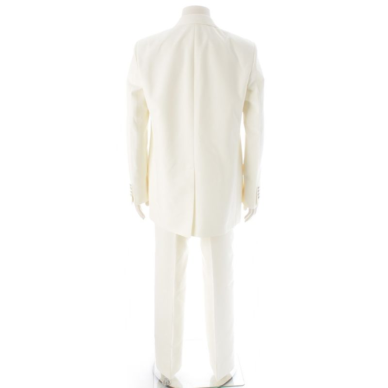 Gucci Blue Leather Jacket Trousers Pants Set Ivory