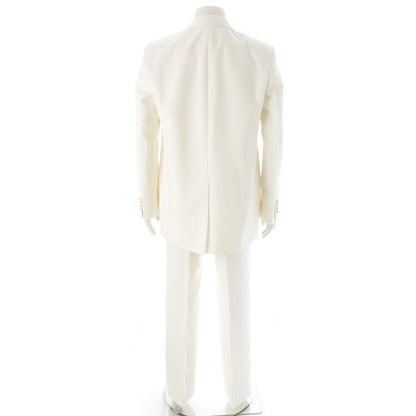Gucci Blue Leather Jacket Trousers Pants Set Ivory