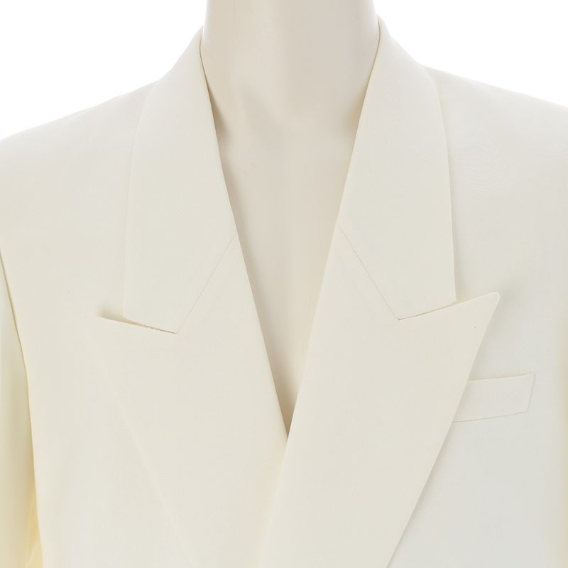 Gucci Blue Leather Jacket Trousers Pants Set Ivory