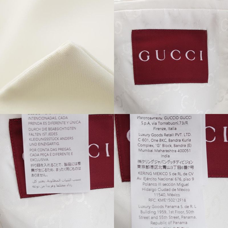 Gucci Blue Leather Jacket Trousers Pants Set Ivory