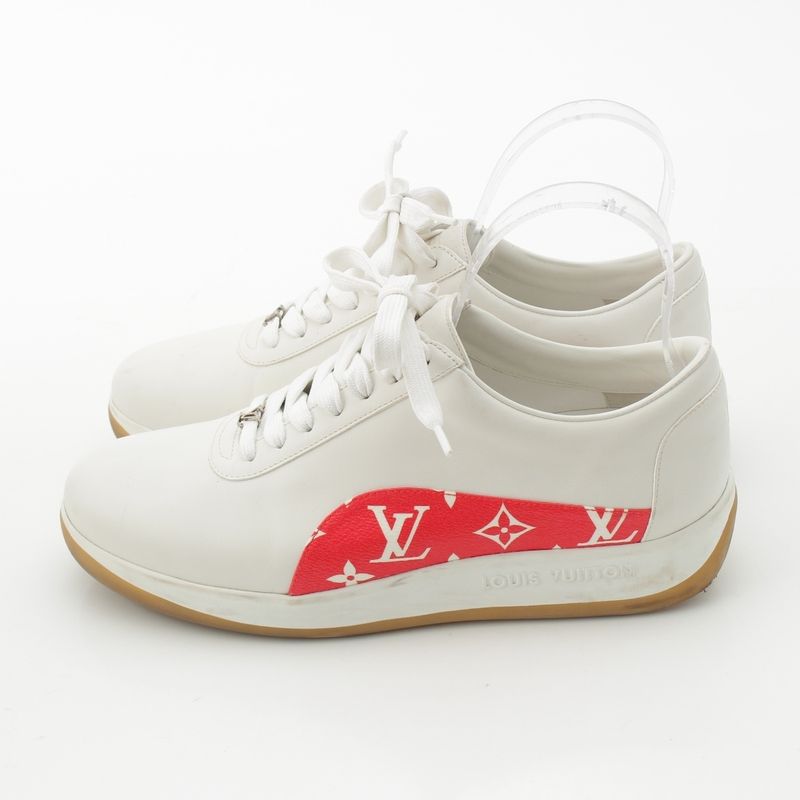 Louis Vuitton Supreme Low Cut Sneakers White Red 7 2 1