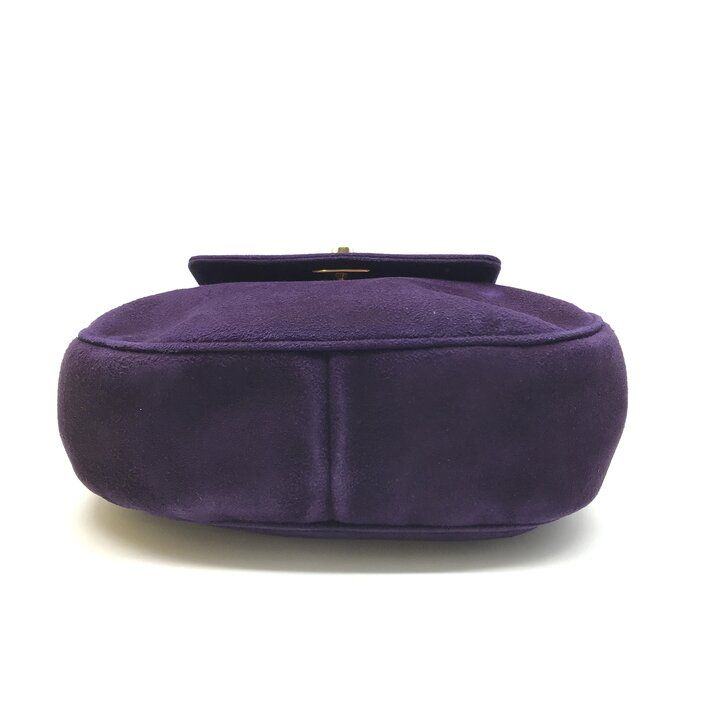 Chanel Suede Twist CC Logo Turnlock Mini Hand Bag Purple Bag