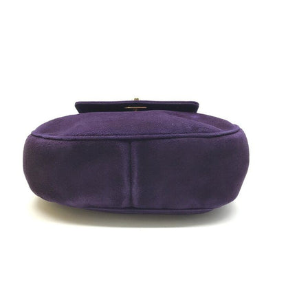 Chanel Suede Twist CC Logo Turnlock Mini Hand Bag Purple Bag