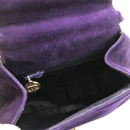 Chanel Suede Twist CC Logo Turnlock Mini Hand Bag Purple Bag