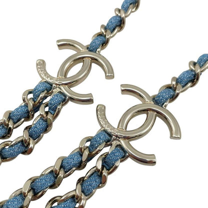 Chanel Belt CC Logo Chain Denim Blue Gold