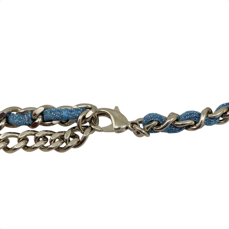 Chanel Belt CC Logo Chain Denim Blue Gold