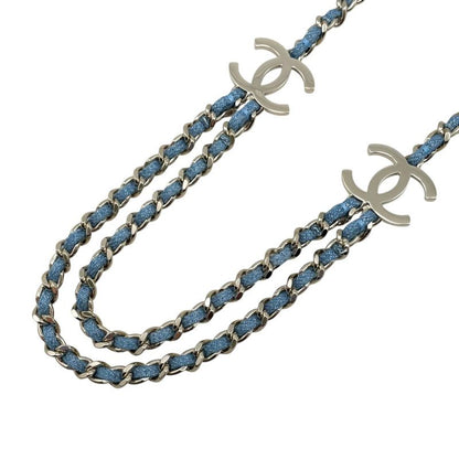 Chanel Belt CC Logo Chain Denim Blue Gold