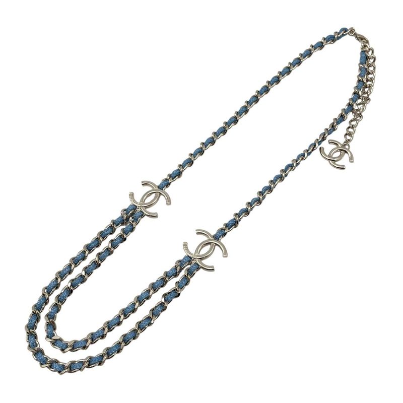 Chanel Belt CC Logo Chain Denim Blue Gold