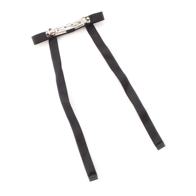 Chanel CC Logo Bijou Silk Ribbon Barrette Hair Black