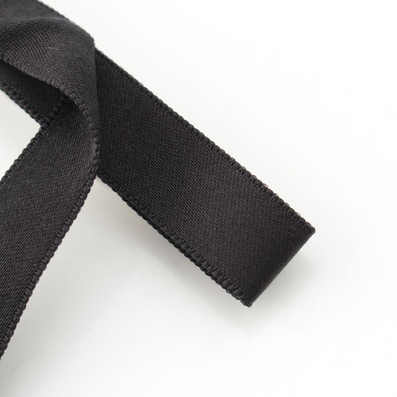 Chanel CC Logo Bijou Silk Ribbon Barrette Hair Black