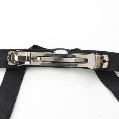 Chanel CC Logo Bijou Silk Ribbon Barrette Hair Black
