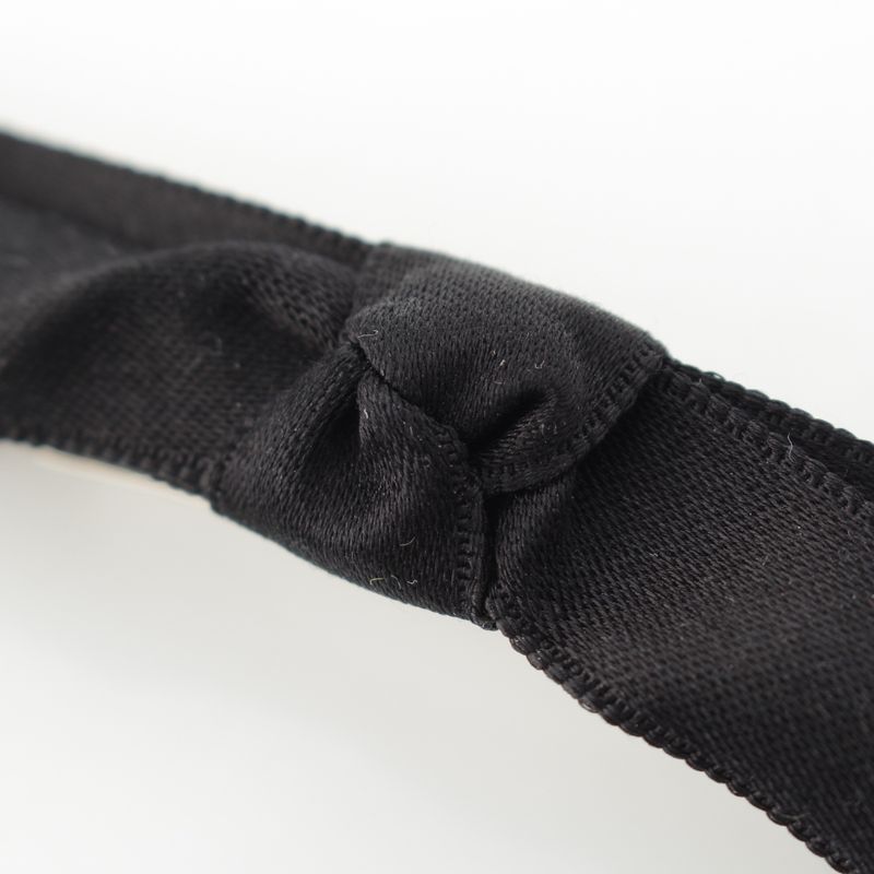 Chanel CC Logo Bijou Silk Ribbon Barrette Hair Black