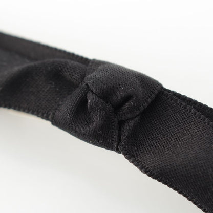 Chanel CC Logo Bijou Silk Ribbon Barrette Hair Black