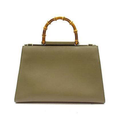 Gucci Nymphaea Bamboo Handbag Leather Beige