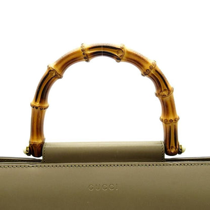 Gucci Nymphaea Bamboo Handbag Leather Beige