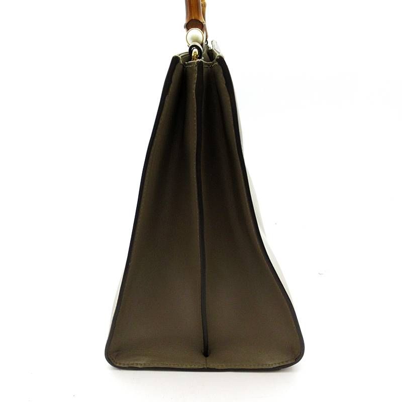 Gucci Nymphaea Bamboo Handbag Leather Beige