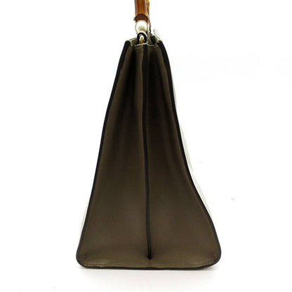 Gucci Nymphaea Bamboo Handbag Leather Beige