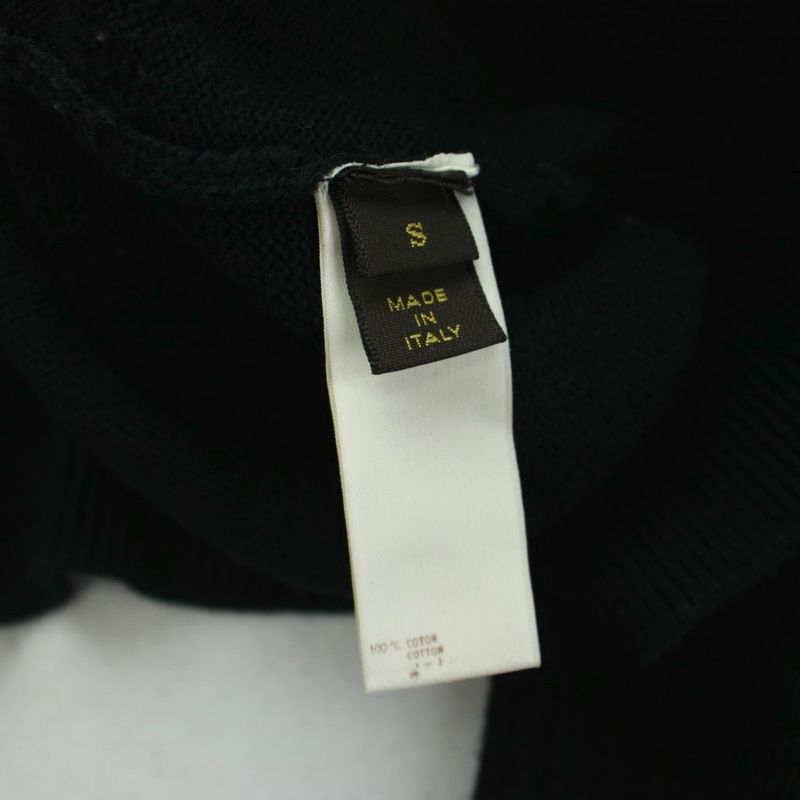 Louis Vuitton Knit Sweater Long Sleeve Cotton Big LV Logo S Black