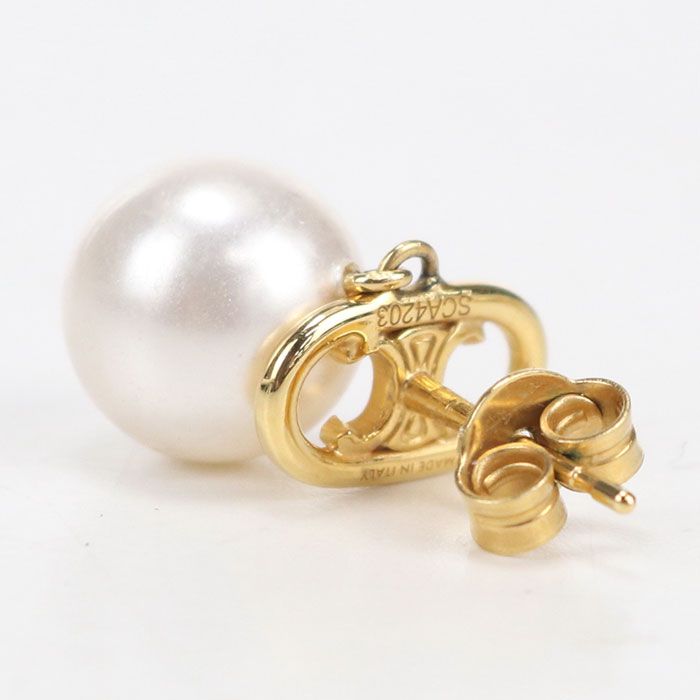 Celine Pearl Triomphe Earrings Metal