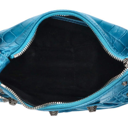 Balenciaga le Cagole XS Embossed Croco Leather Shoulder Bag with Mirror