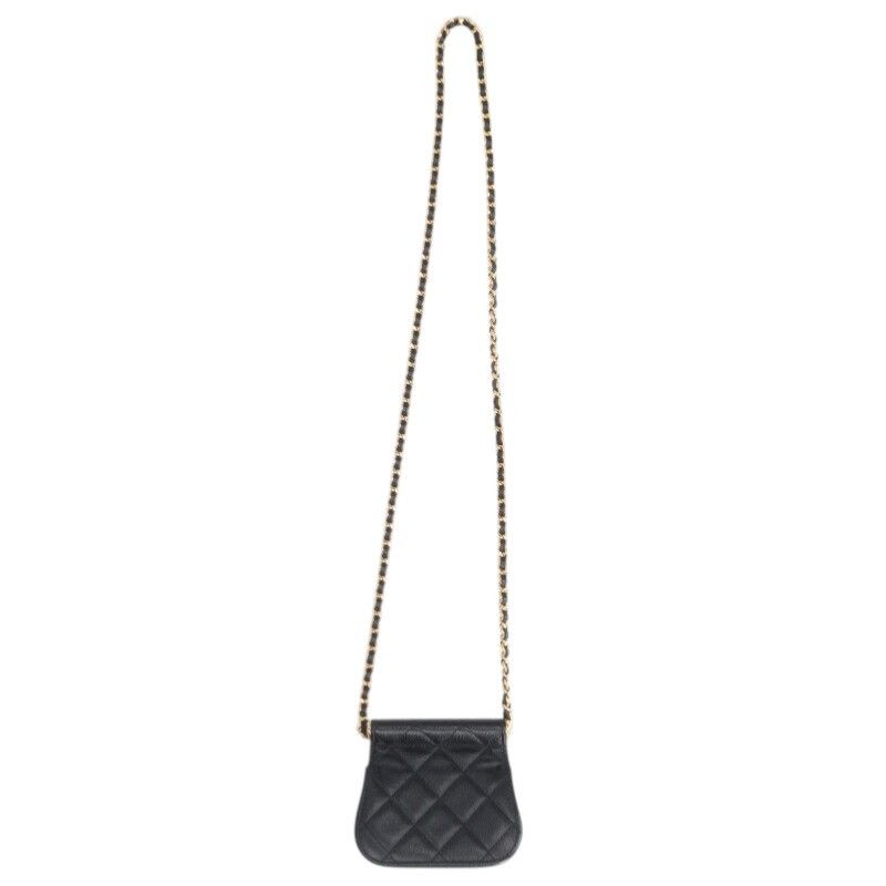 Chanel CC Logo Caviar Leather Chain Shoulder Bag Black