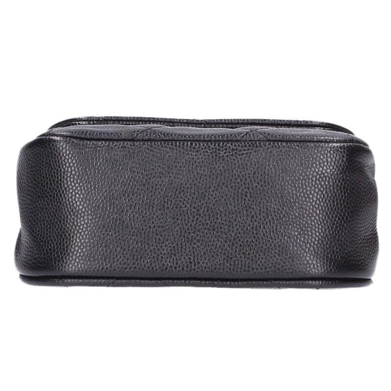 Chanel CC Logo Caviar Leather Chain Shoulder Bag Black