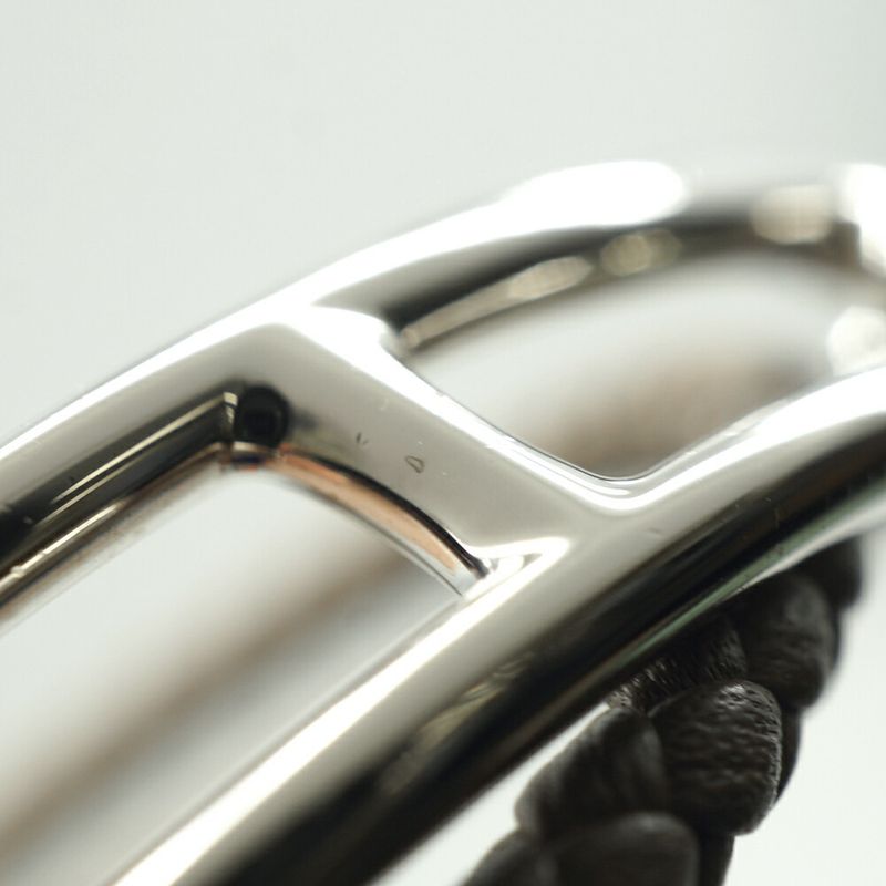 Hermes Leather Bracelet Ruri Double Tour Gray Silver