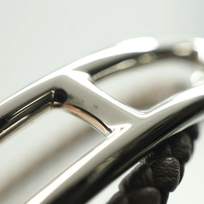Hermes Leather Bracelet Ruri Double Tour Gray Silver